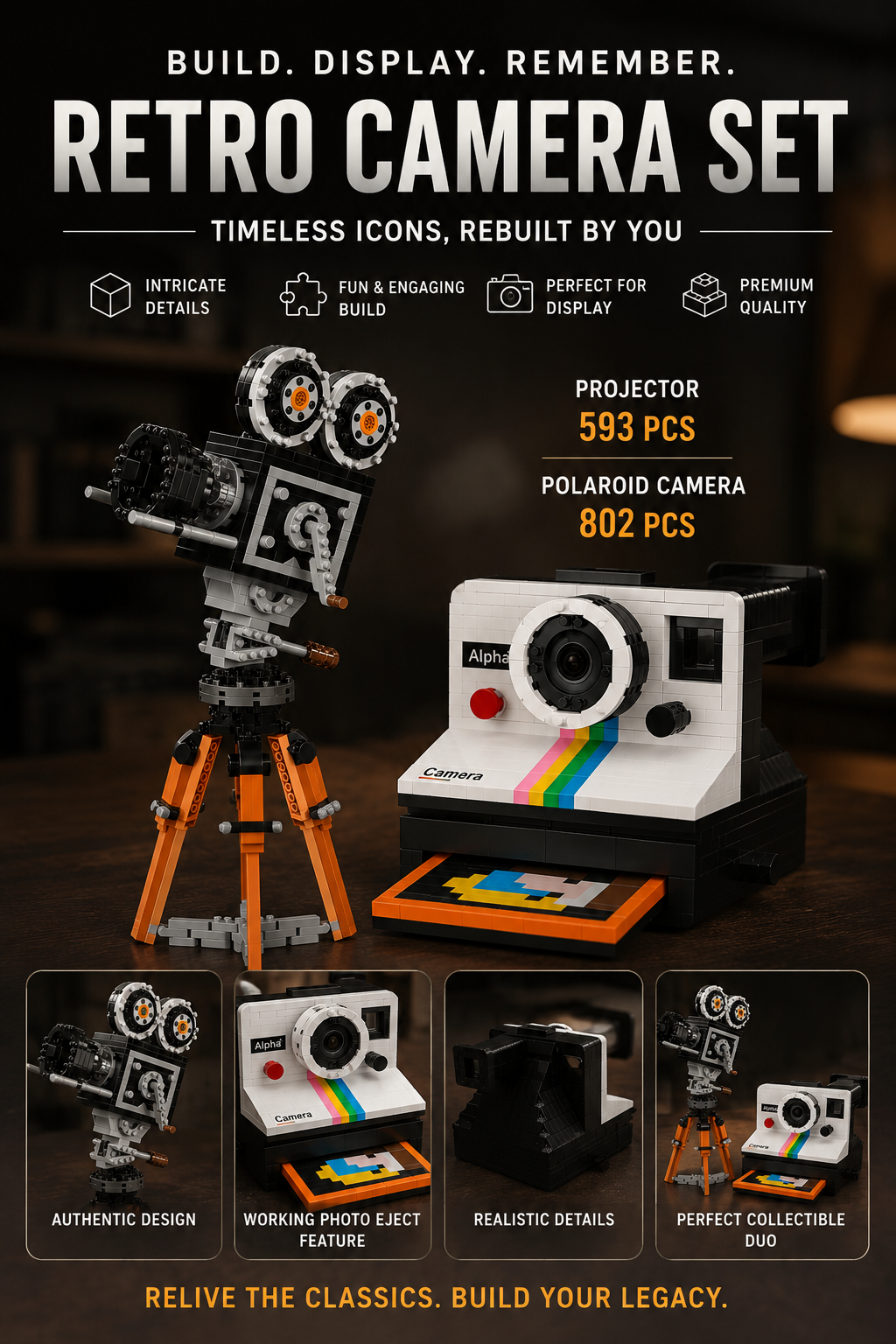 Mini Building Block Model (Polaroid Retro Camera/Film Camera)